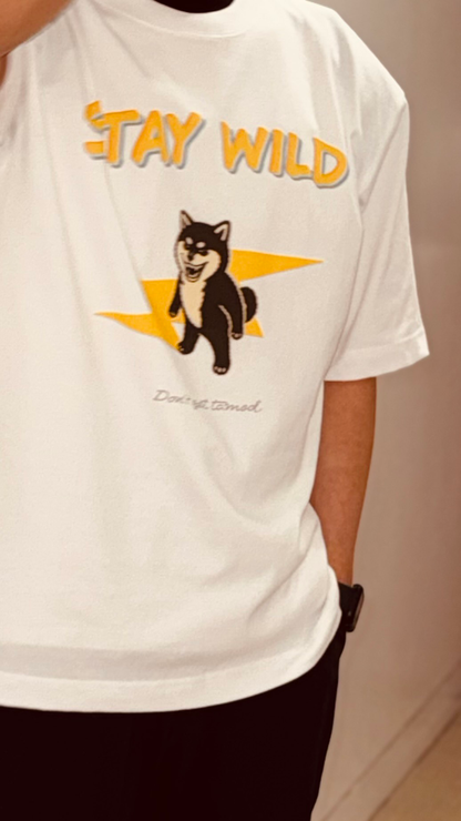 Gekishiba Stay Wild Inazuma Print T-SHIRT